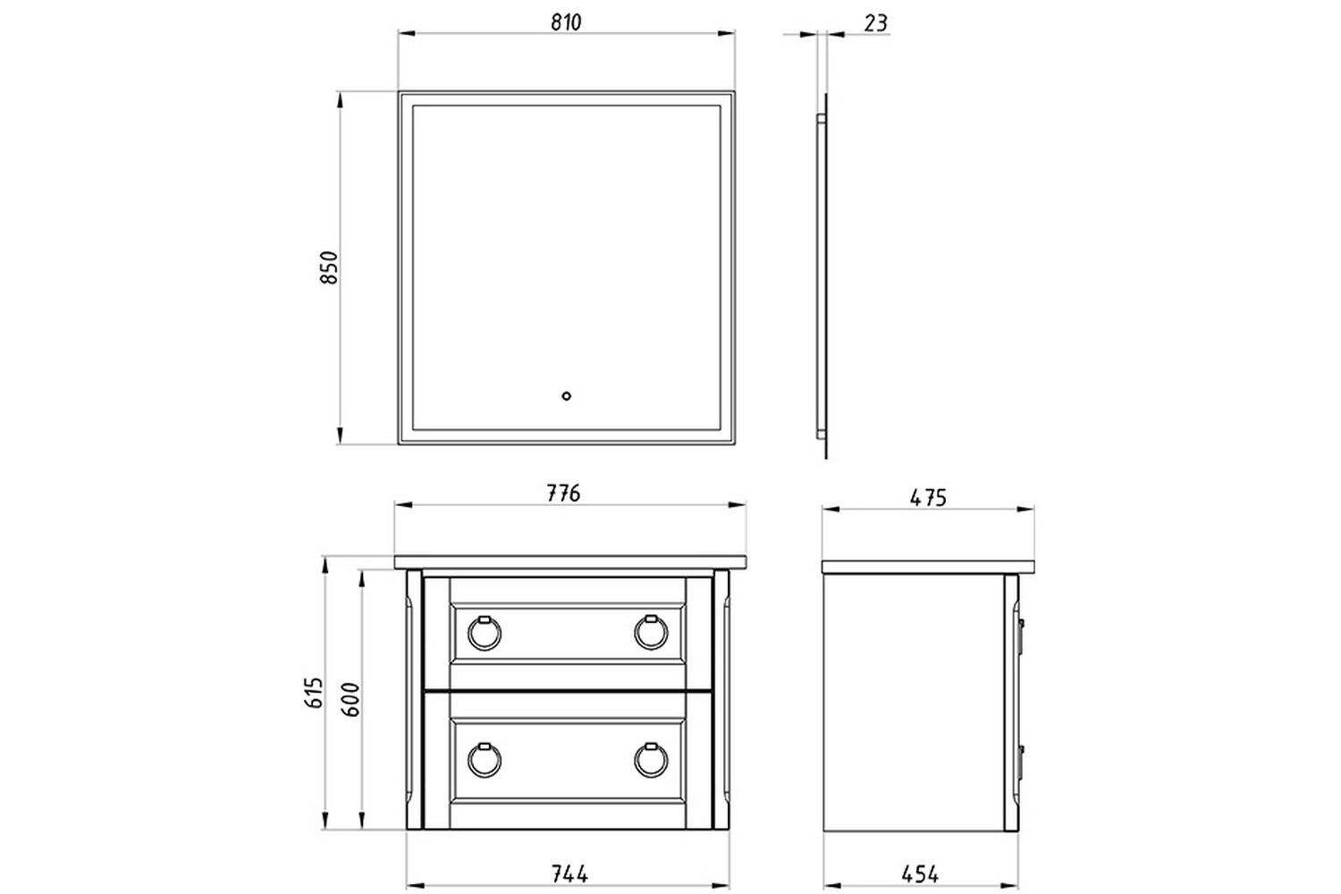 Зеркало белое в ванную Марика 85