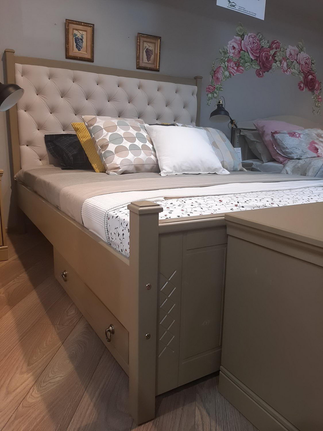 Кровать Дания 4 с мягким изголовьем 1600х2000 с ящиками