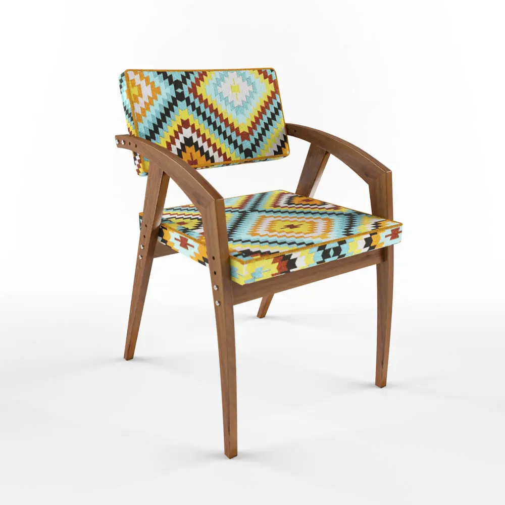 Стул массив березы Rabbit Wood Бруно орех+гобелен Узор