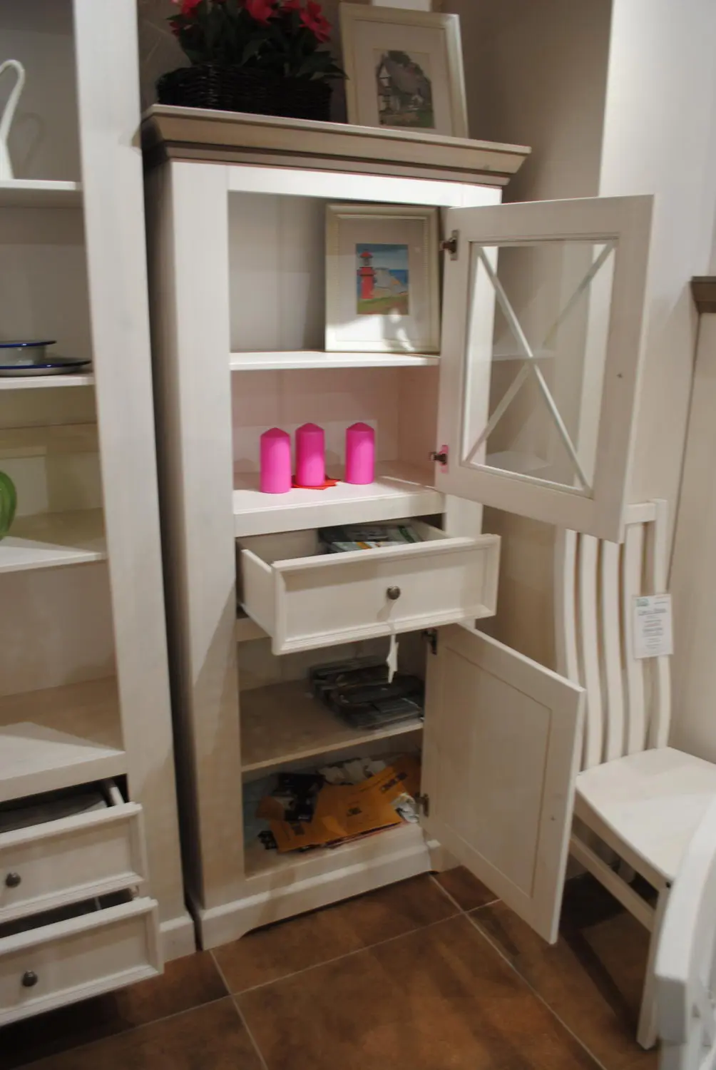 Шкаф Форест для посуды низкий 2-дверный с 1 ящиком белый воск/серый