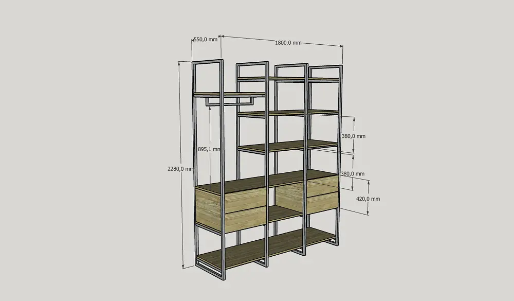 Гардеробная лофт 02-01