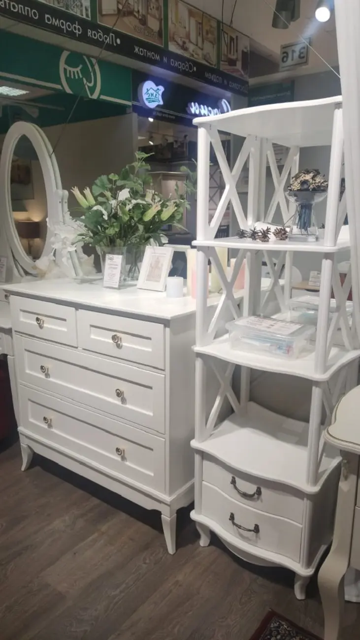 Стеллаж с 3 полками и ящиками Этажерка Авиньон (белая М-11)