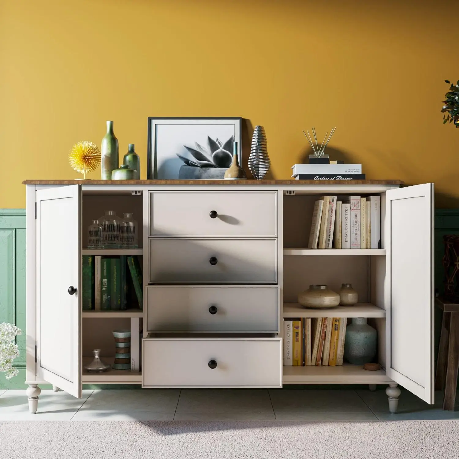 Большой комод с 4 ящиками белый "Odri"