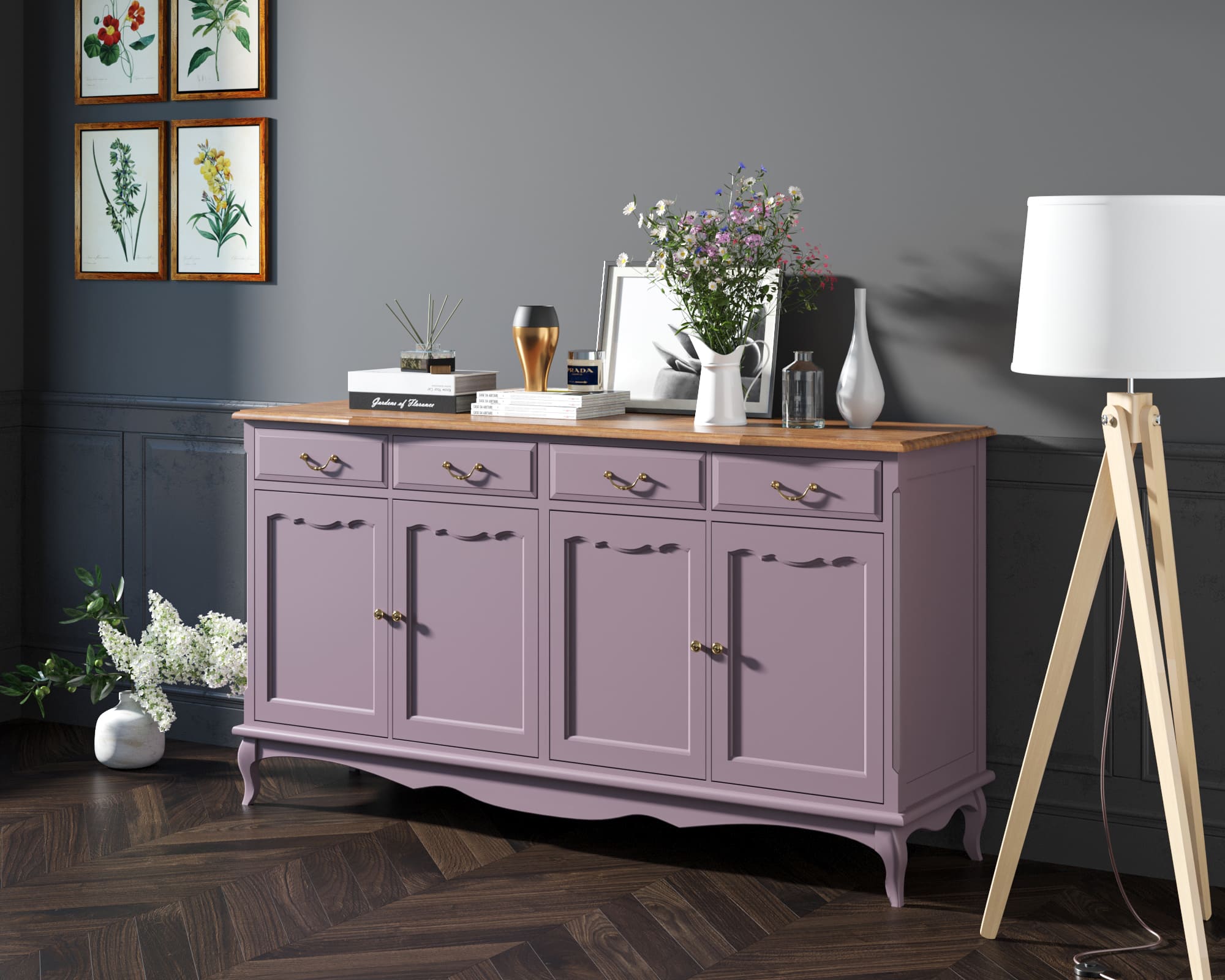 Комод "Leontina lavanda" с ящиками и дверками