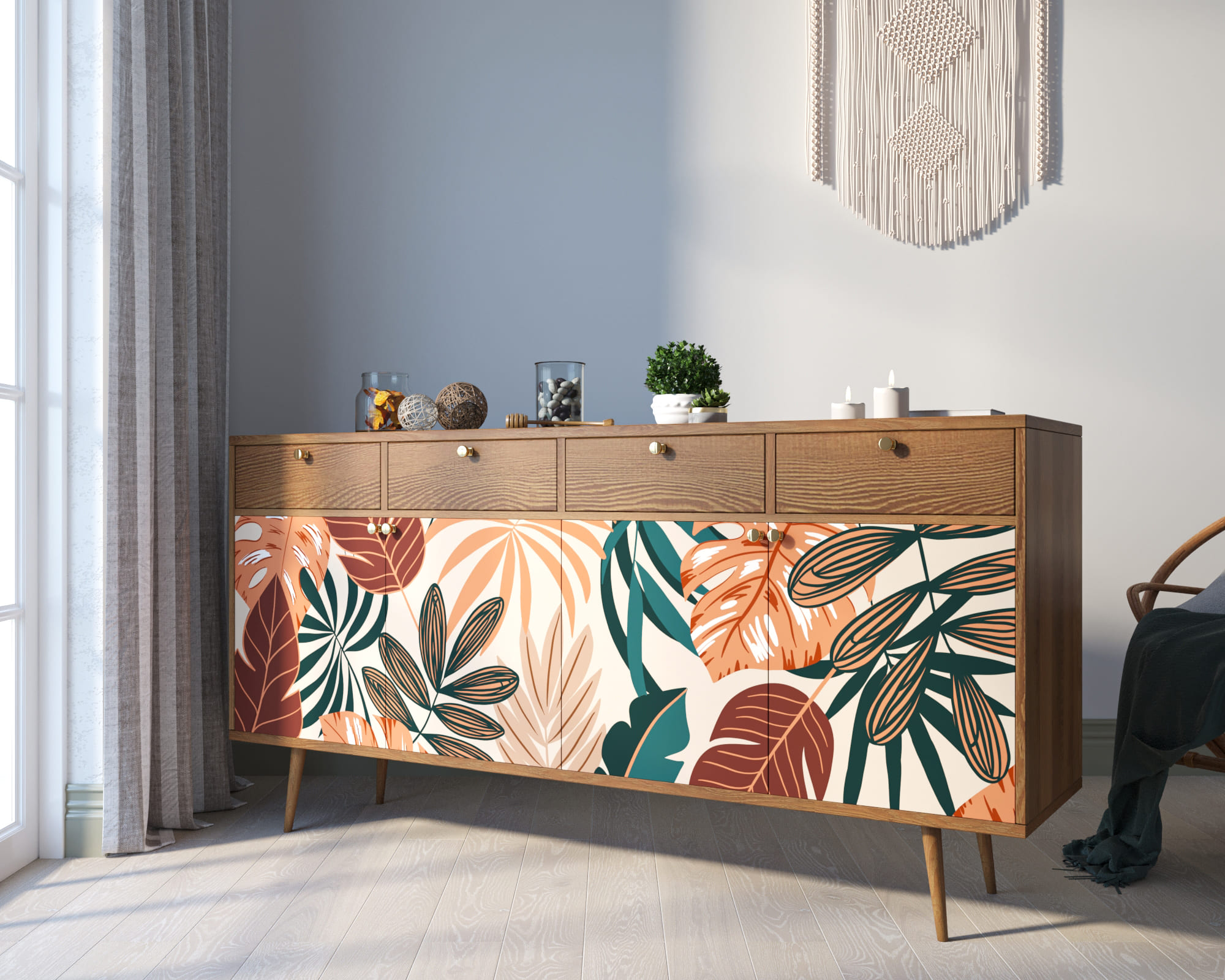 Комод из дерева "Berber" четыре дверки и четыре ящика