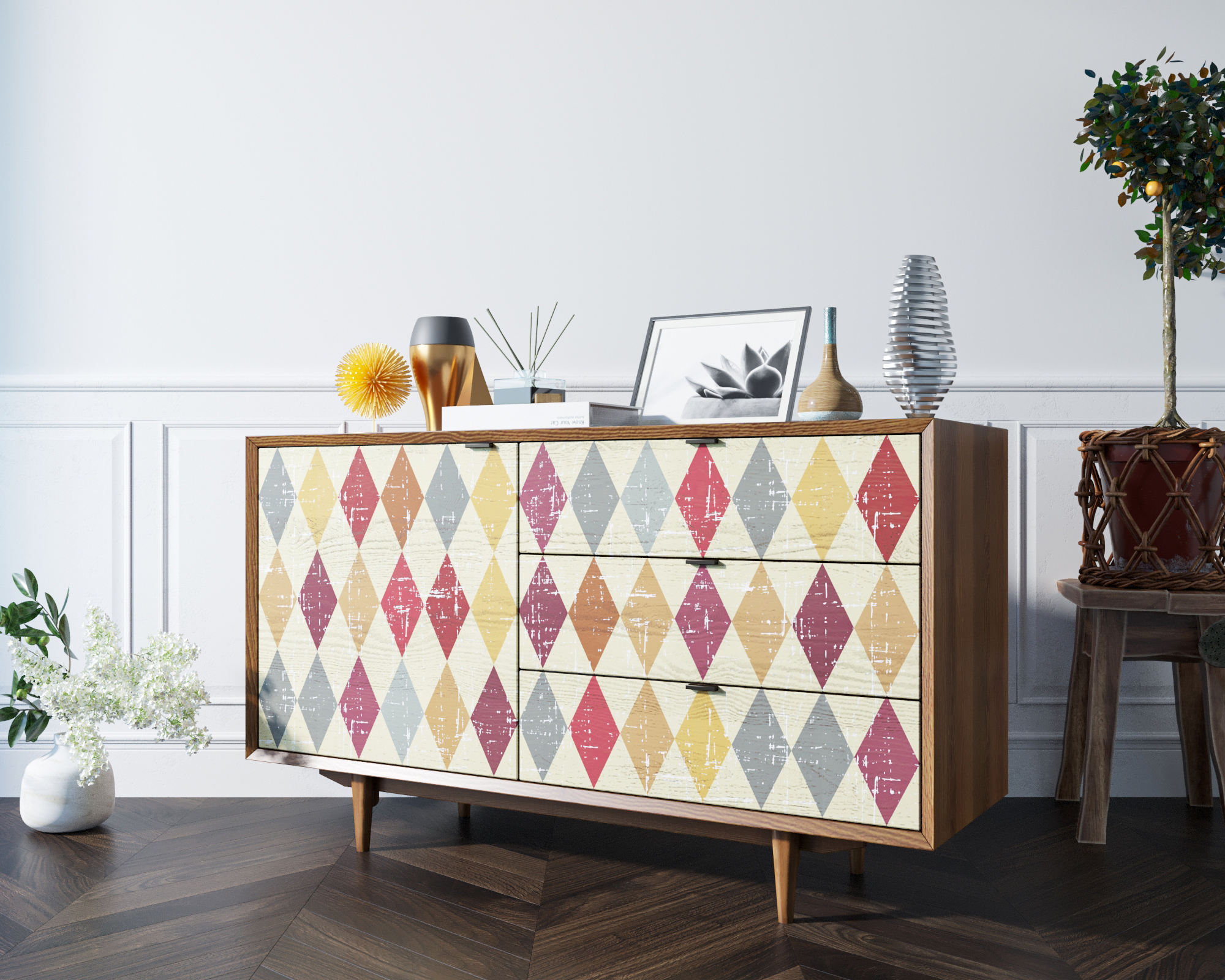 Комод "Bruni print" с ящиками и дверкой