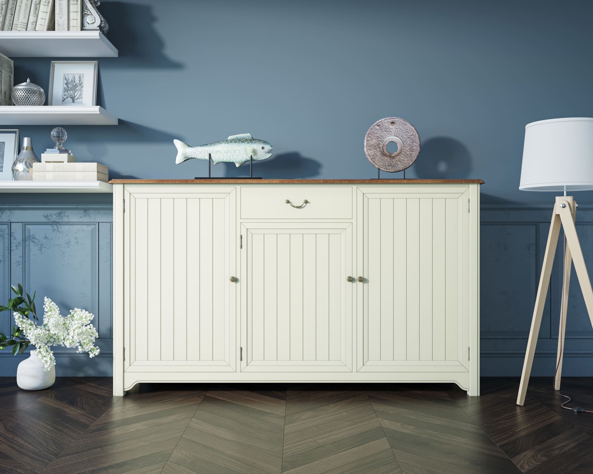 Бежевый комод Olivia 3 двери/1 ящик