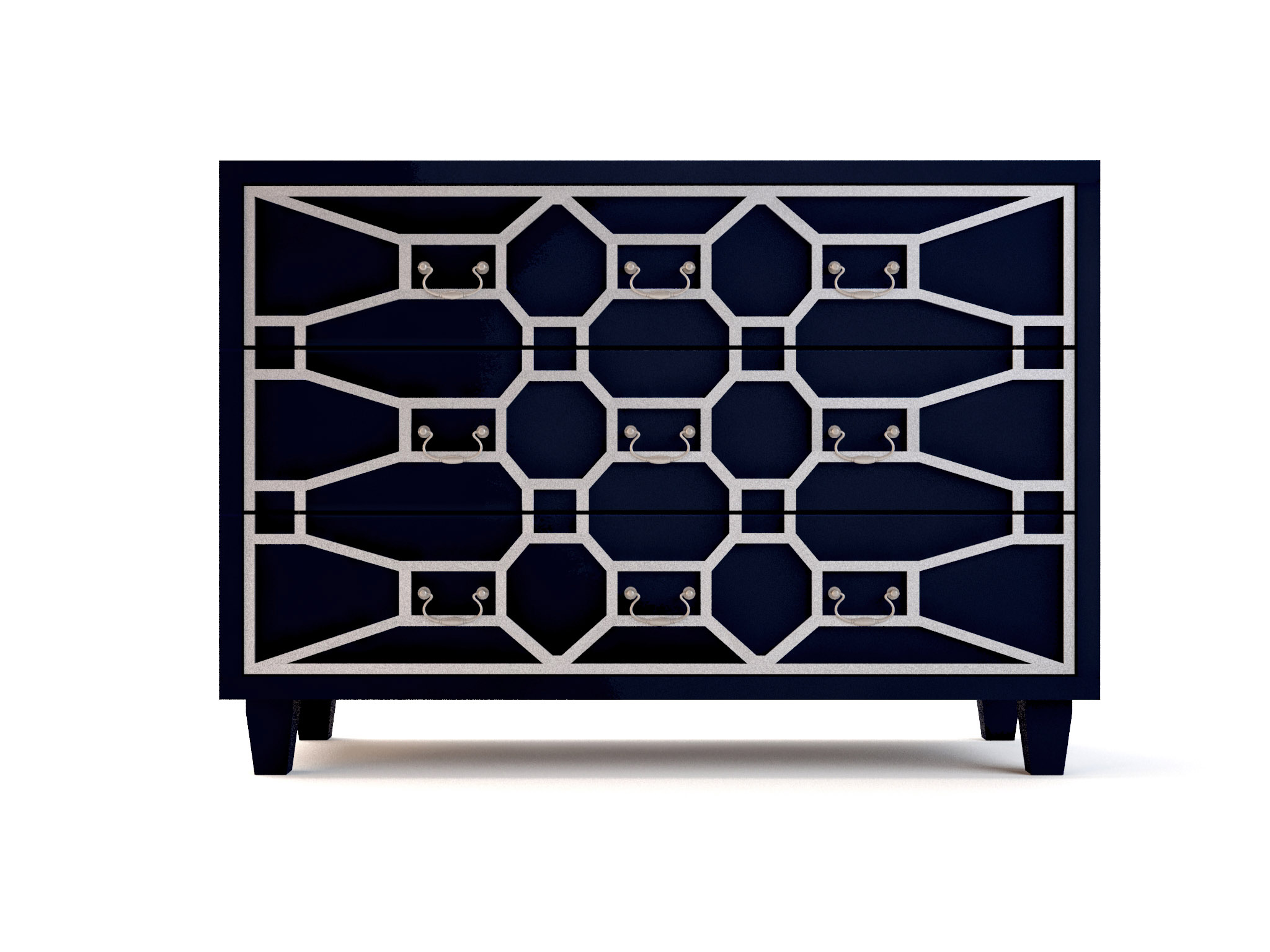 Синий комод массив «Emerald» 3 ящика