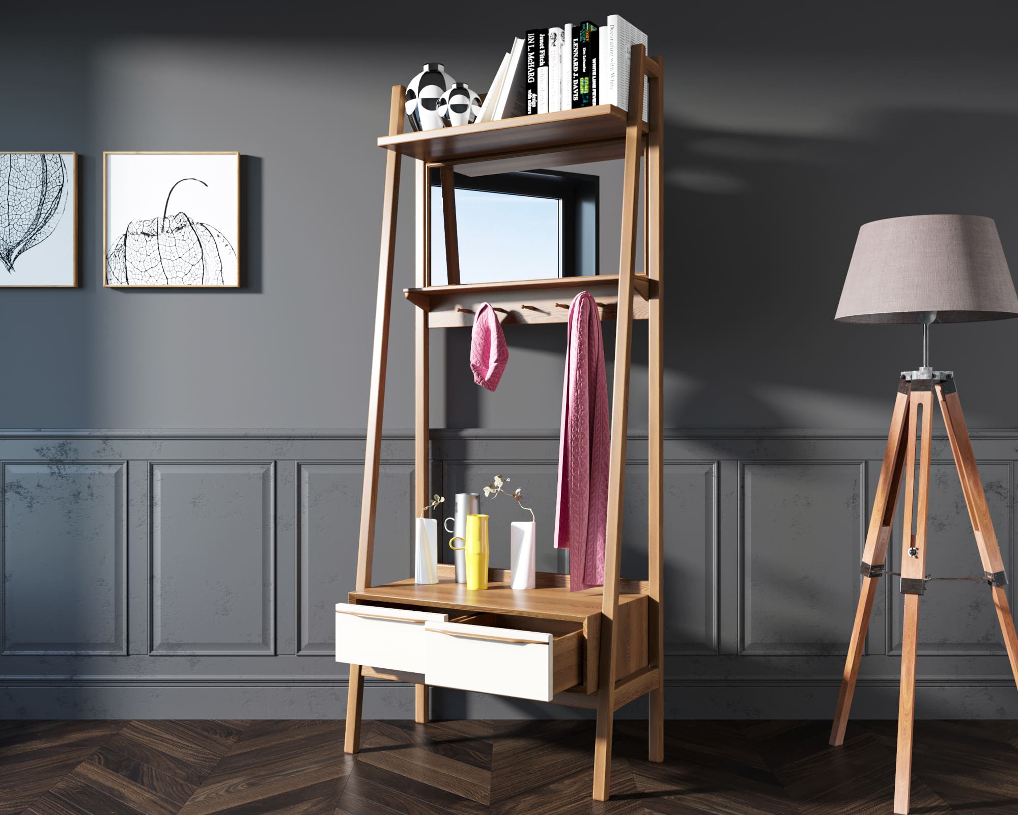 Прихожая из массива дерева "Bruni white"