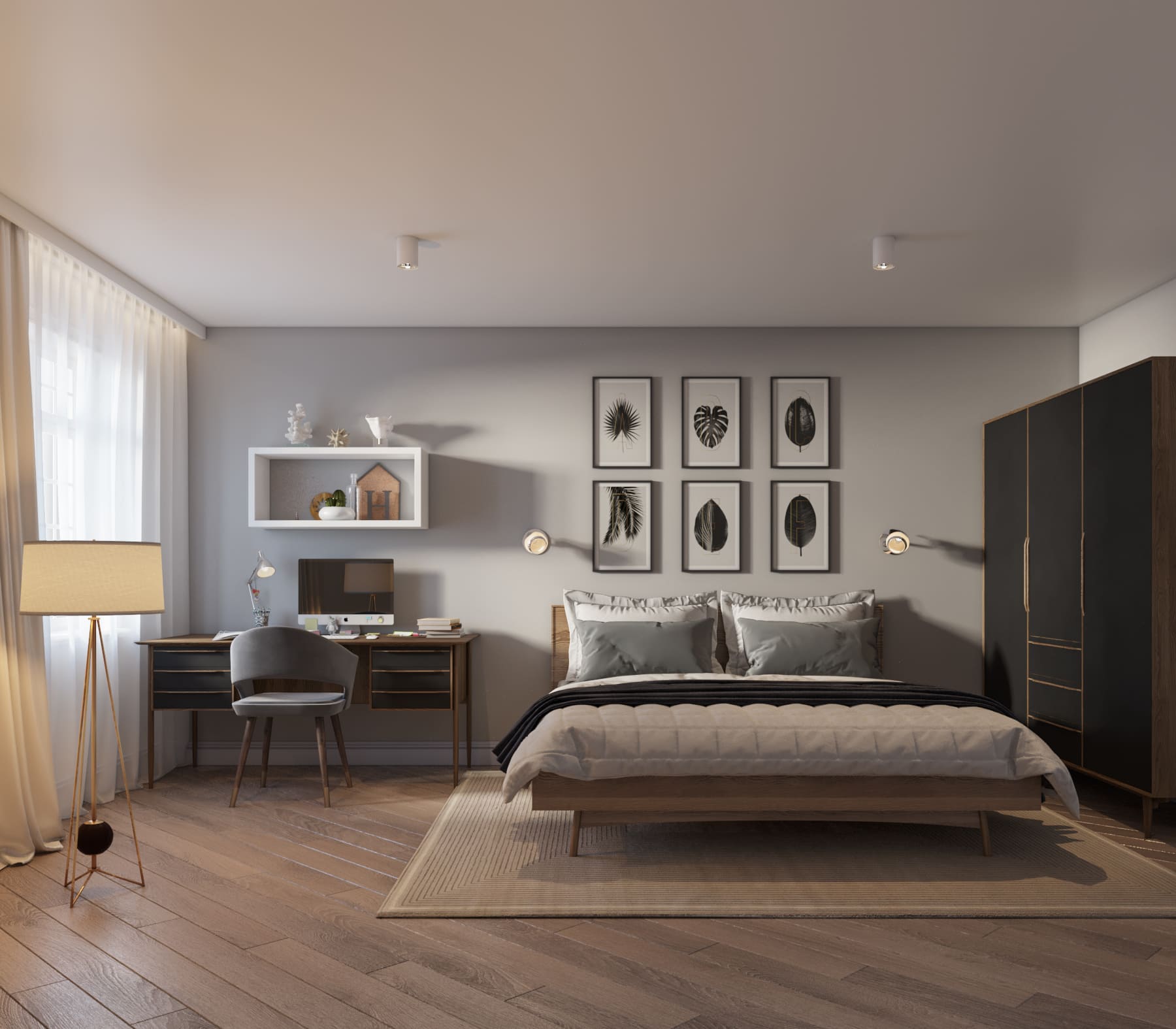 Рабочий письменный стол с ящиками «Bruni Black» с ящиками