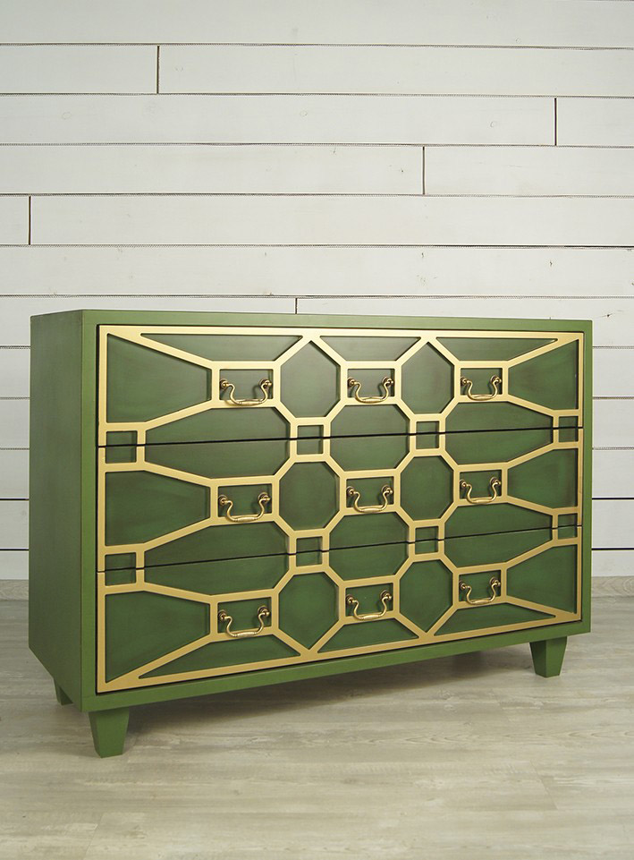 Зеленый комод «Emerald» 3 ящика