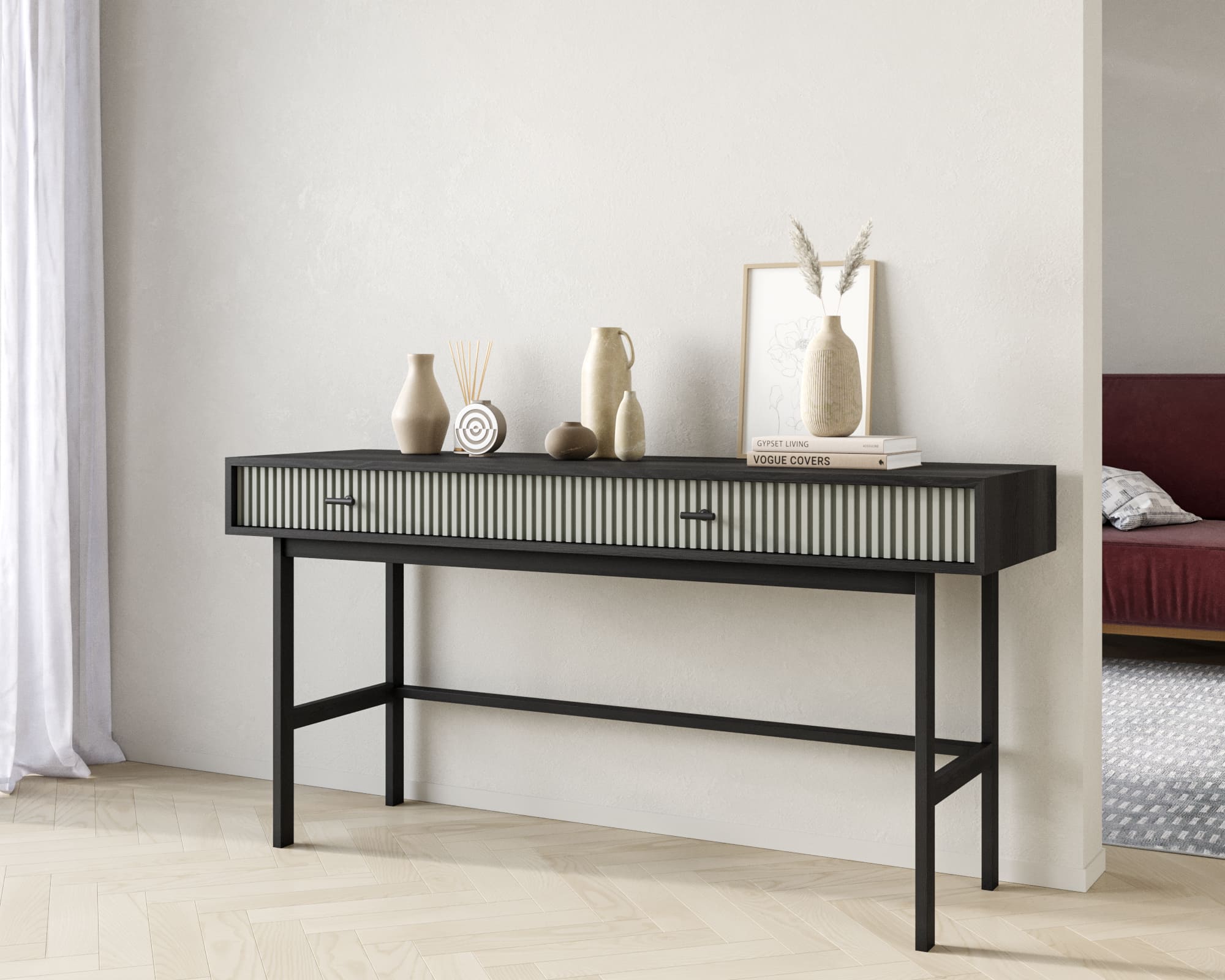 Консоль с двумя ящиками "Emerson" арт EM22/gray/L