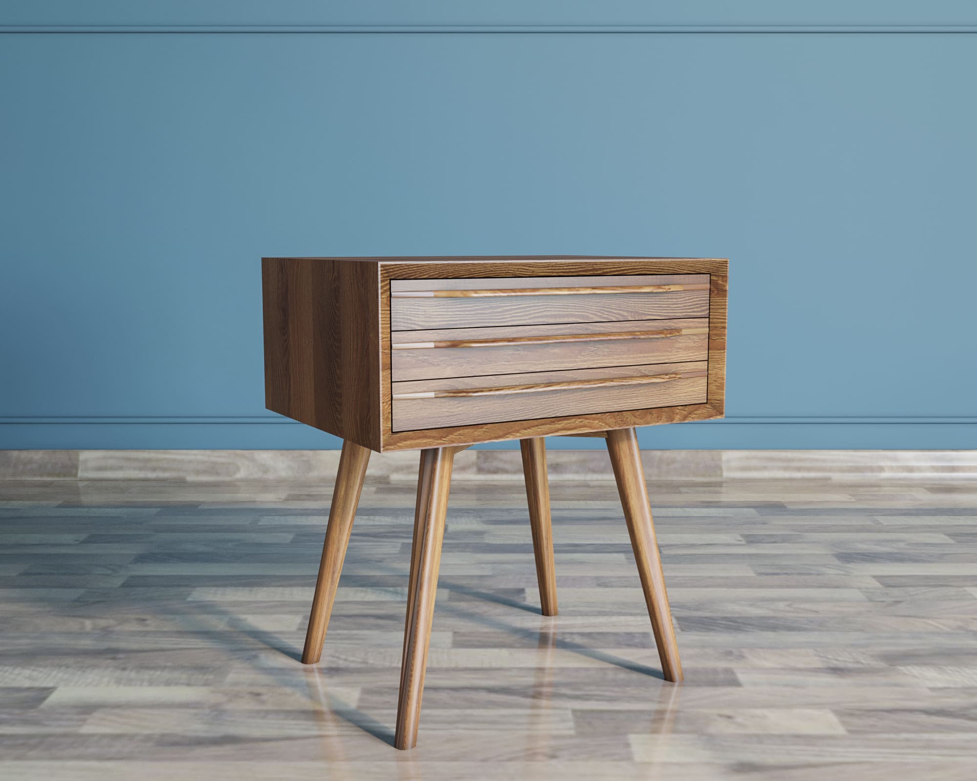 Тумба из дерева в Скандинавском стиле "Bruni" с тремя ящиками