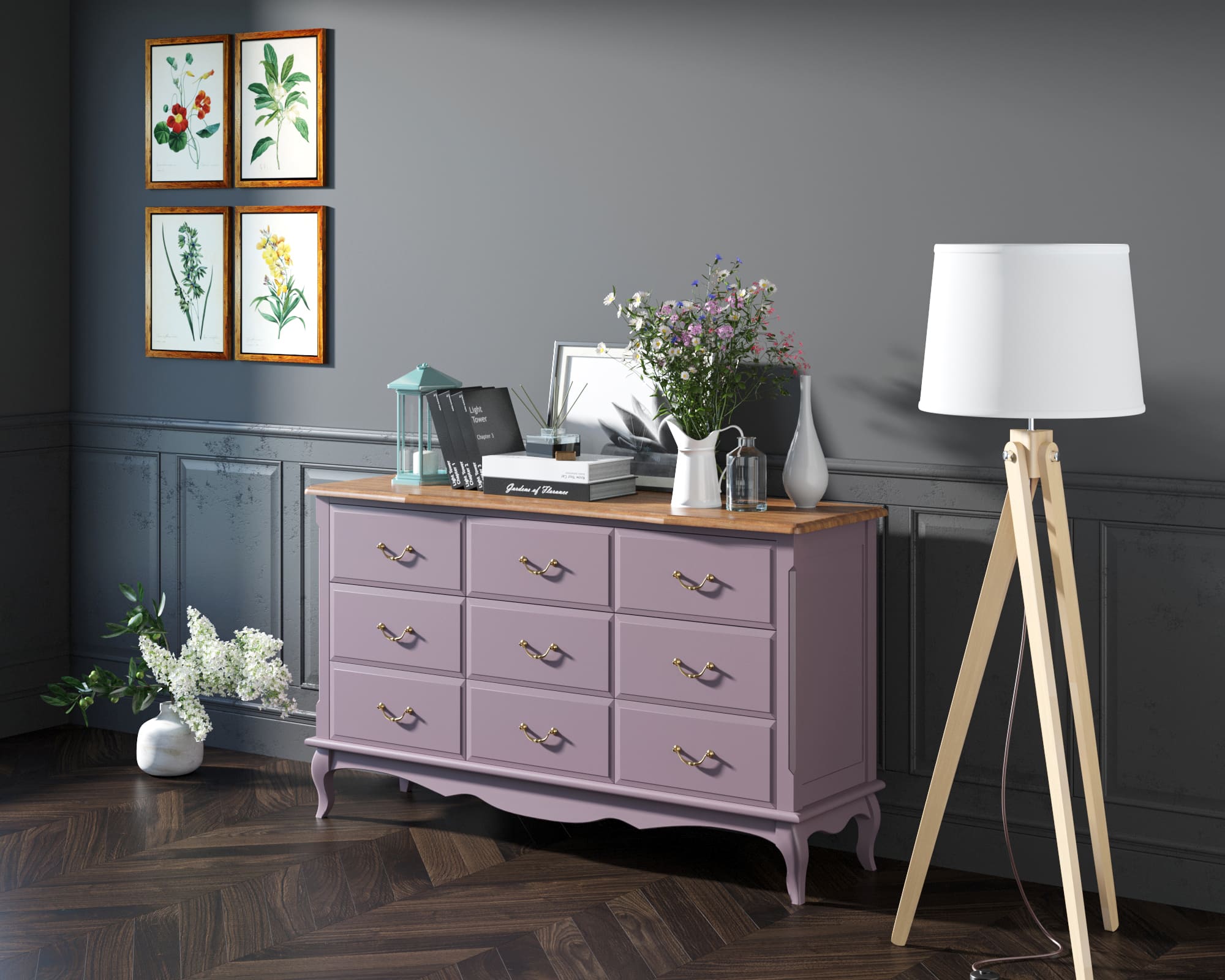 Комод Leontina Lavanda на девять ящиков арт ST9379L