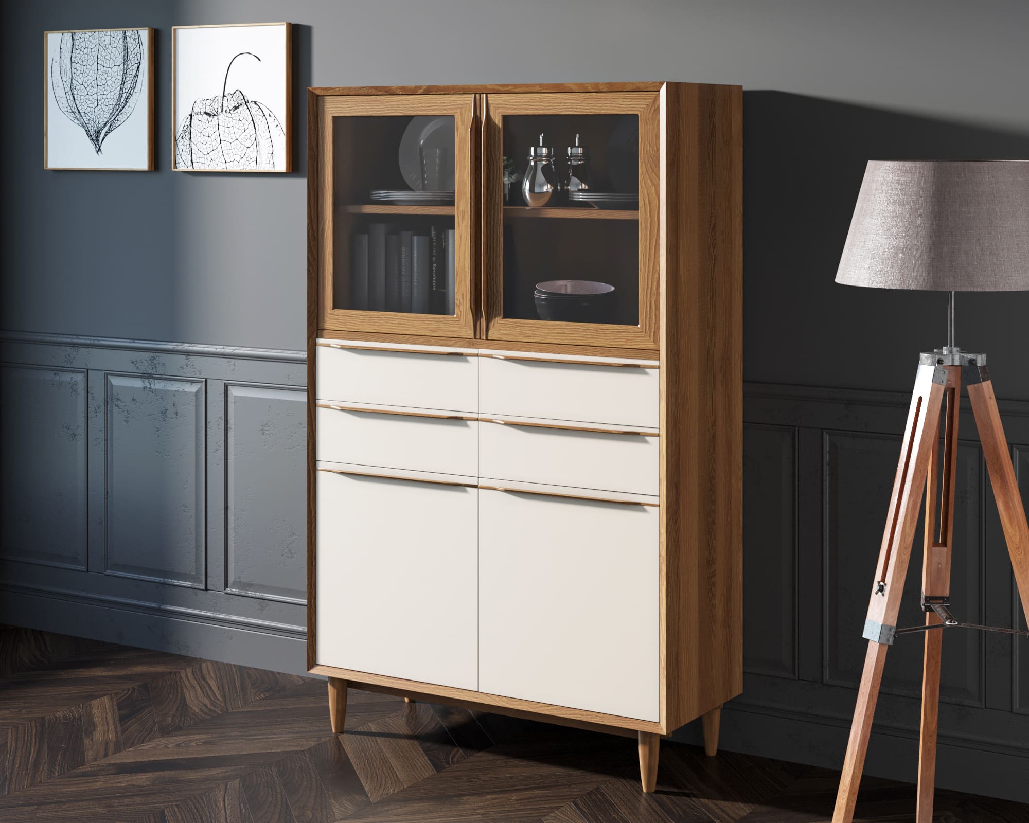 Буфет большой массив "Bruni white" большой