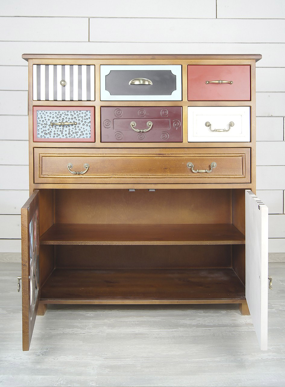 Вертикальный комод массив дерева Gouache Birch (7 ящиков) арт G20017ETG/1