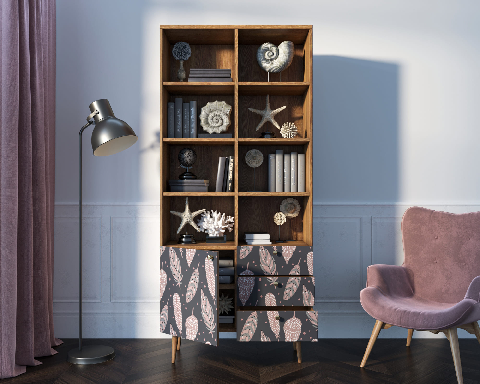 Стеллаж 3 ящика на комоде "Berber"