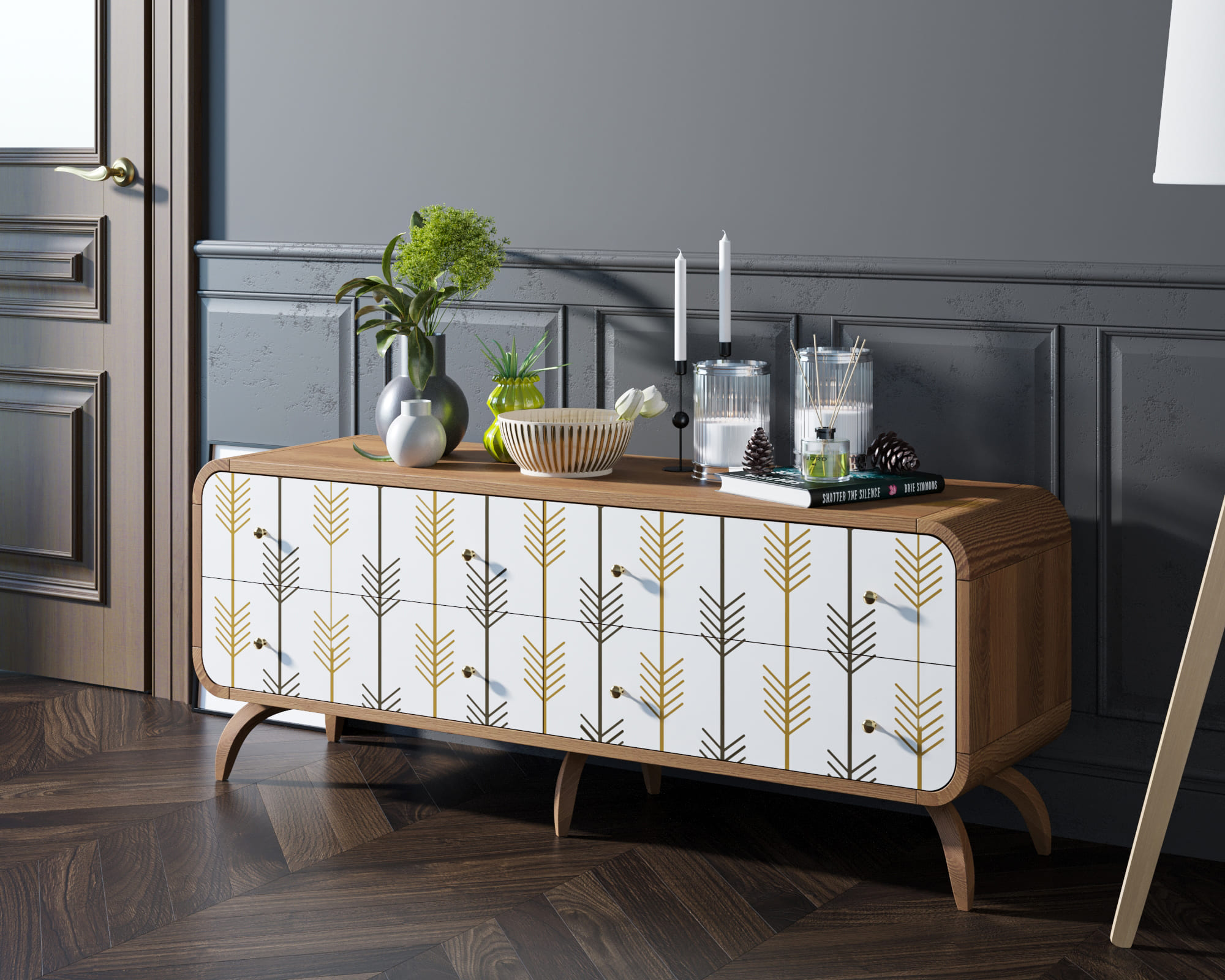 Комод с ящиками массив "Ellipse print" c принтом 2