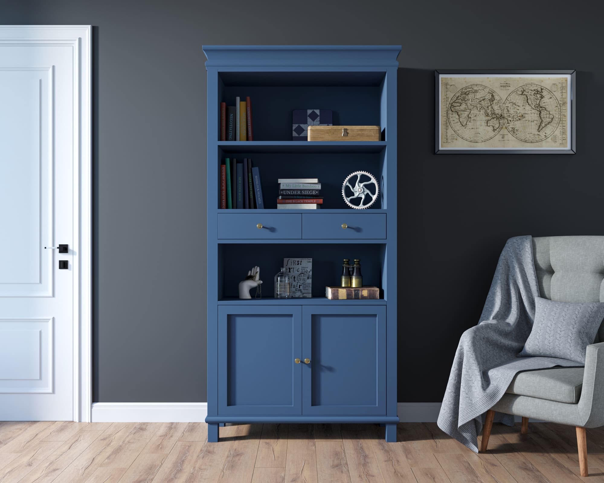 Стеллаж с ящиками с ящиками "Jules Verne" с дверками