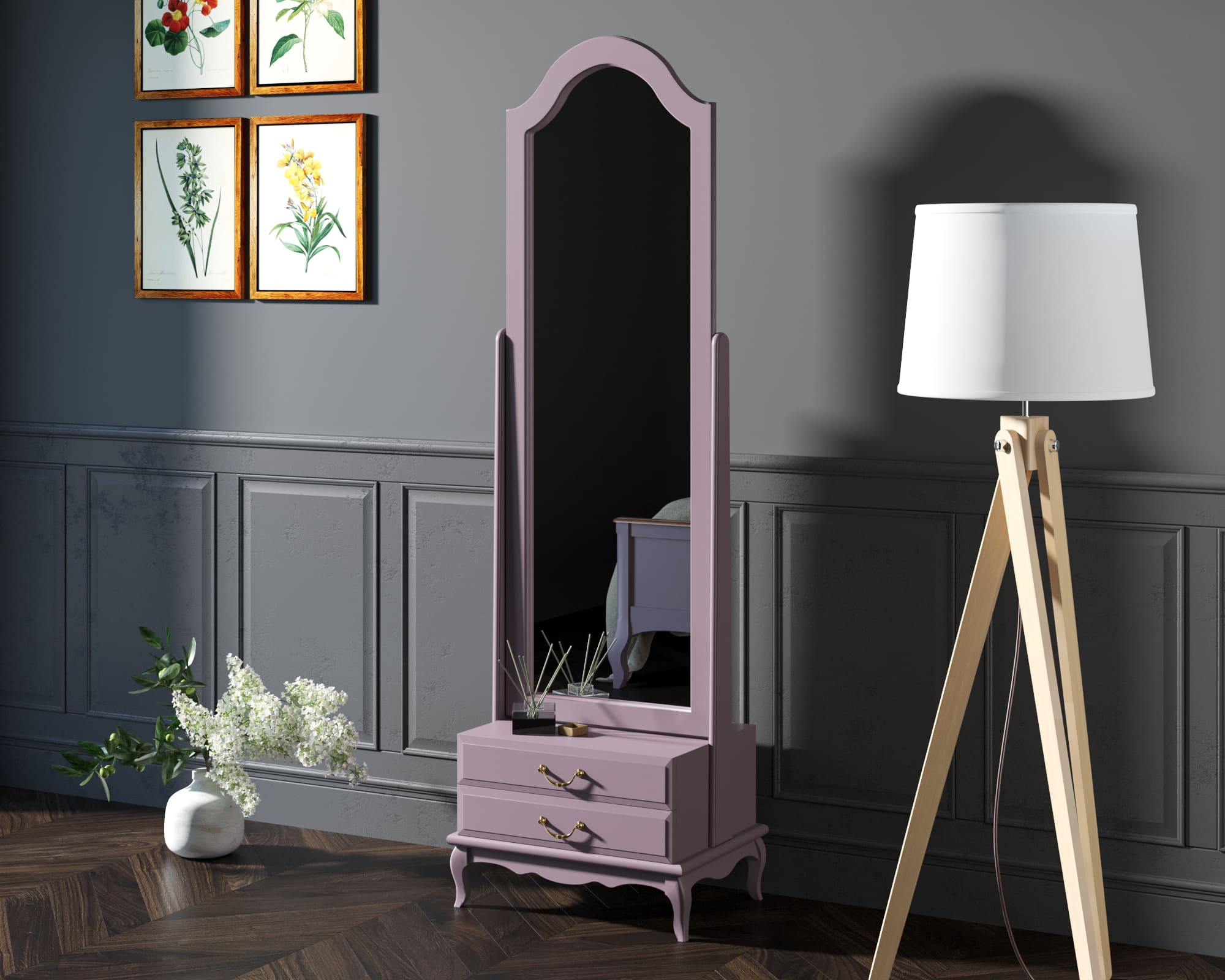 Зеркало напольное "Leontina Lavanda" 2 ящика