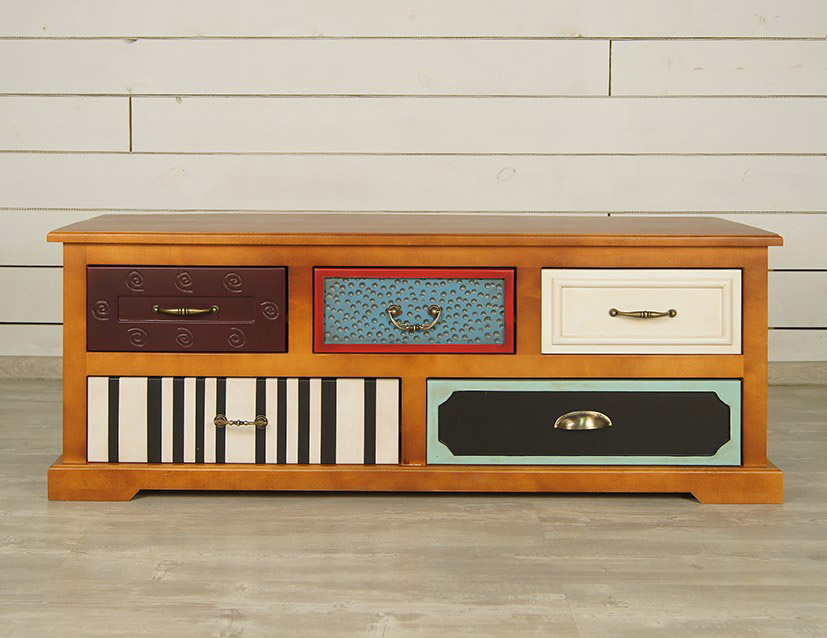 Комод с 5 ящиками из березы «Gouache Birch» горизонтальный арт M10526ETG/1