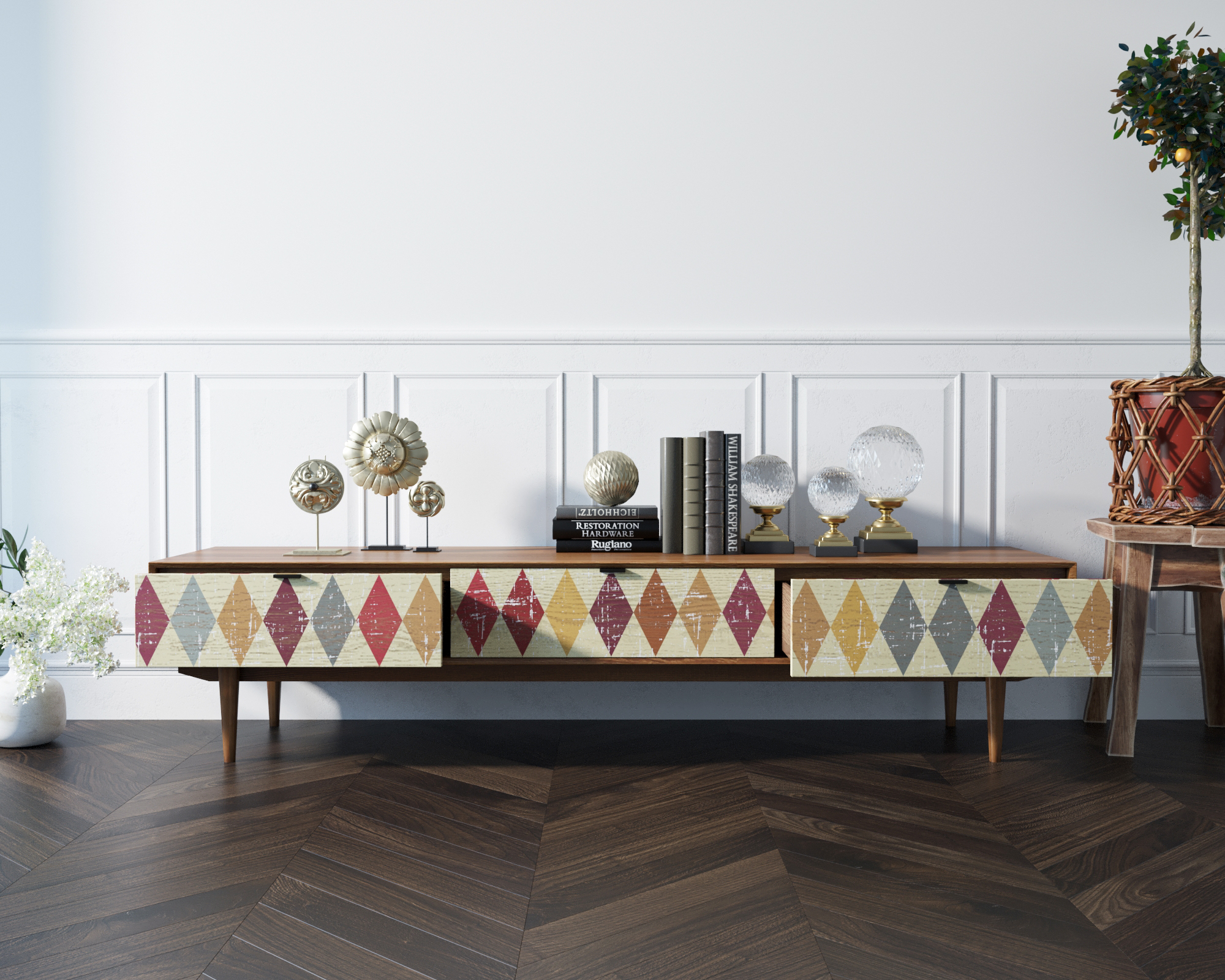 Консоль под TV "Bruni print" с ящиками