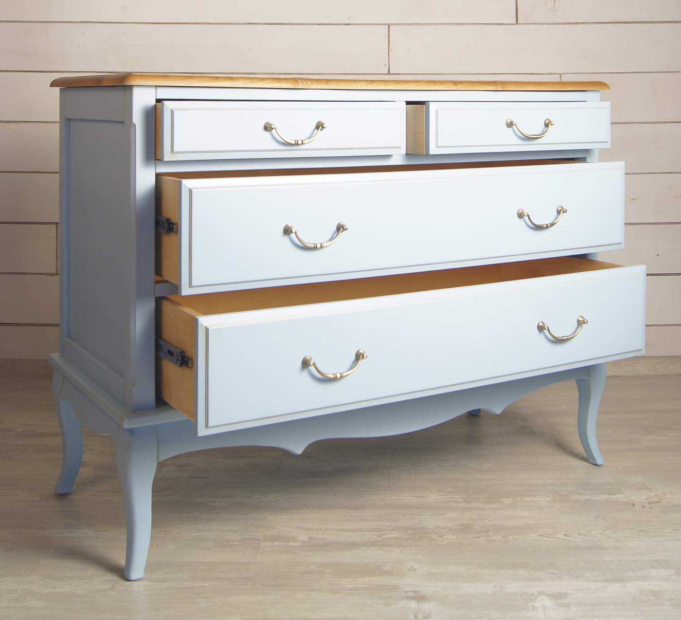 Комод из березы «Leontina Blue» на 4 ящика