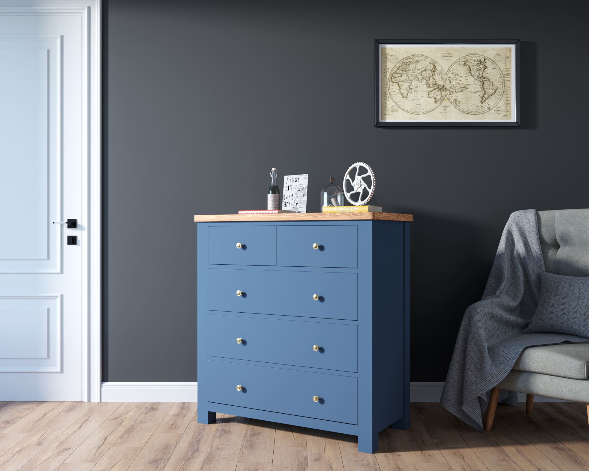 Комод с 5 ящиками массив сосны "Jules Verne"