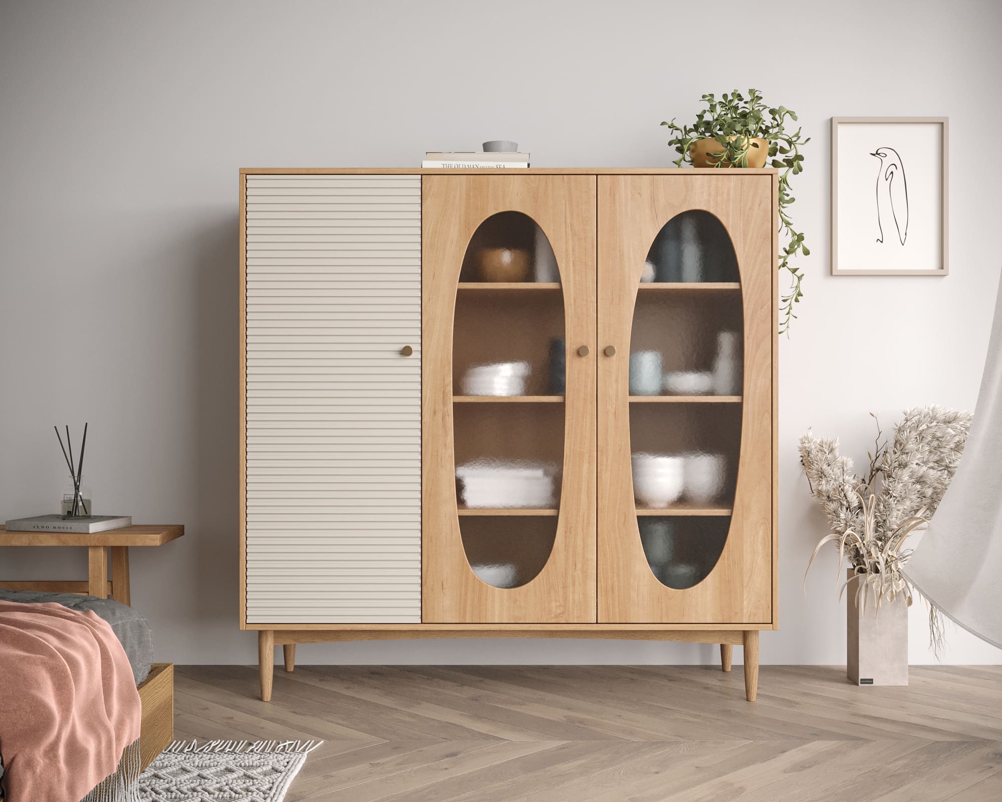   Шкаф трехстворчатый светлый низкий Bubble арт BBL13  