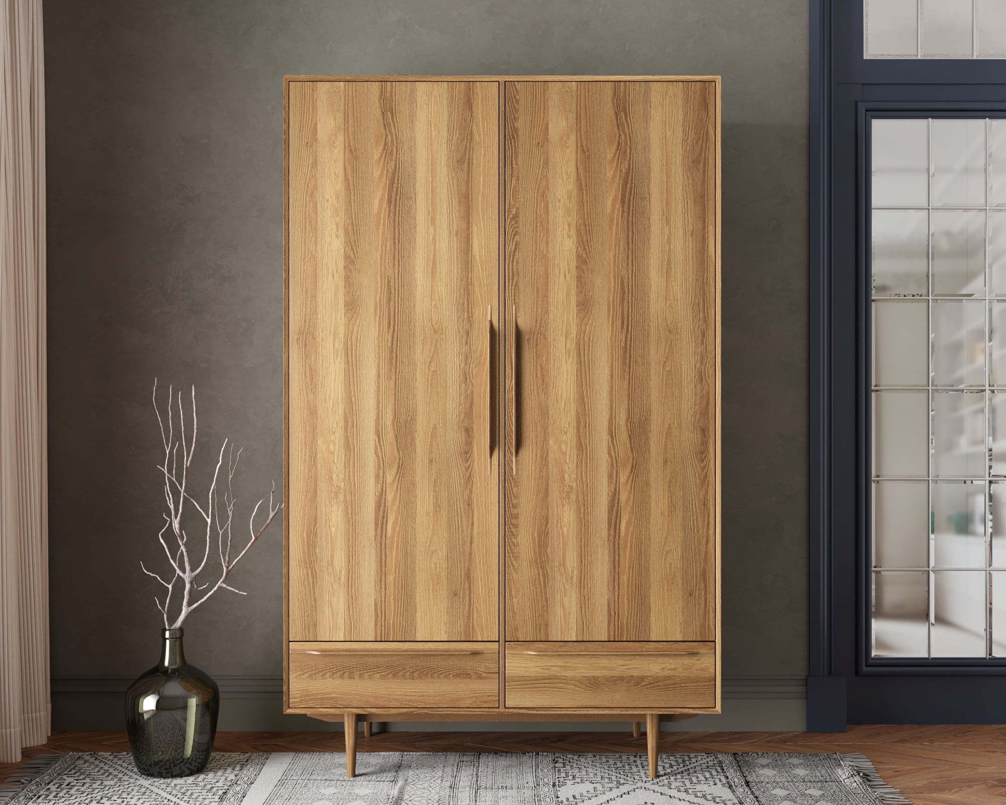 Шкаф двустворчатый распашной с двумя выдвижными ящиками "Bruni"