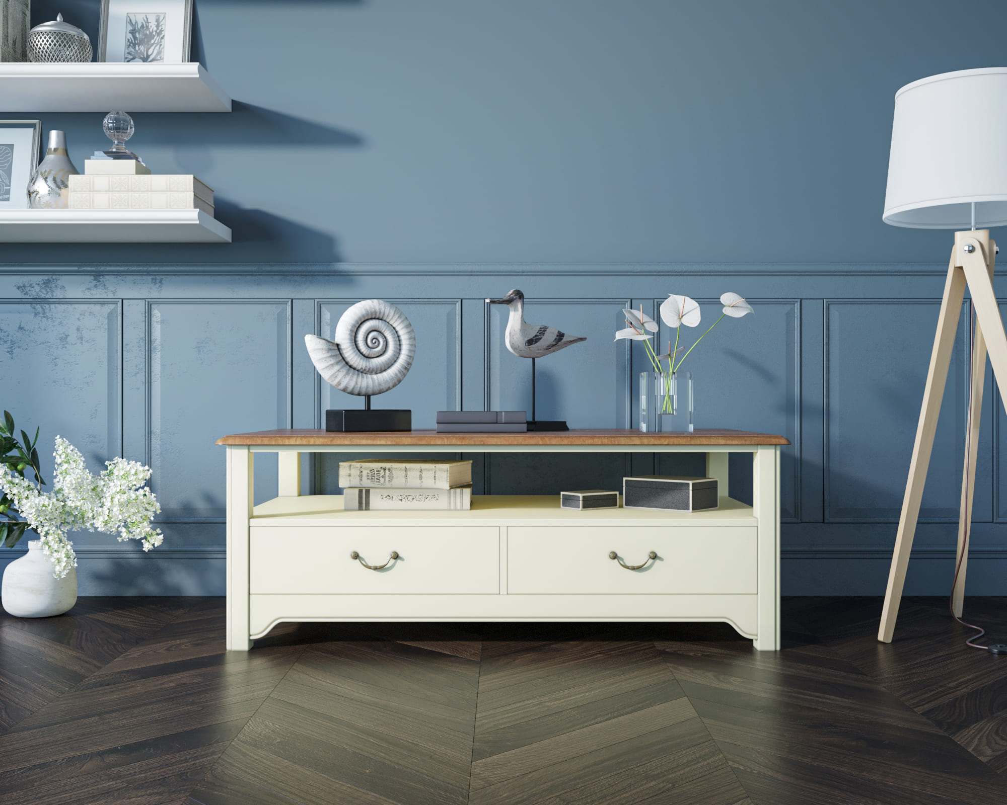 Бежевый журнальный стол "Olivia" 4 ящика