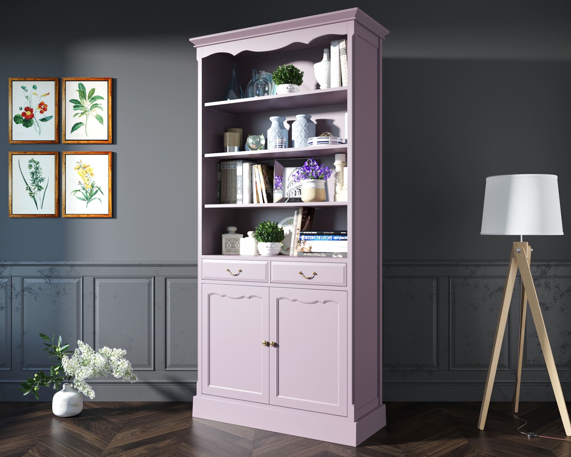 Книжный шкаф с ящиками "Leontina Lavanda"