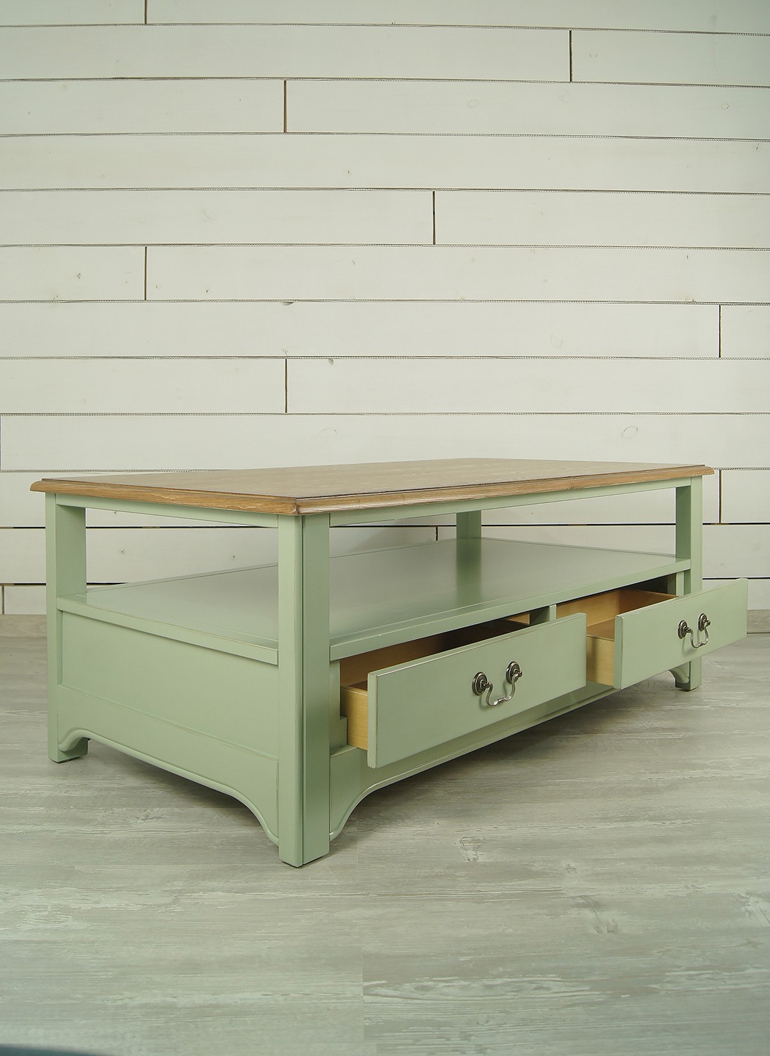 Стол из дерева в стиле Прованс журнальный "Olivia" 4 ящика.