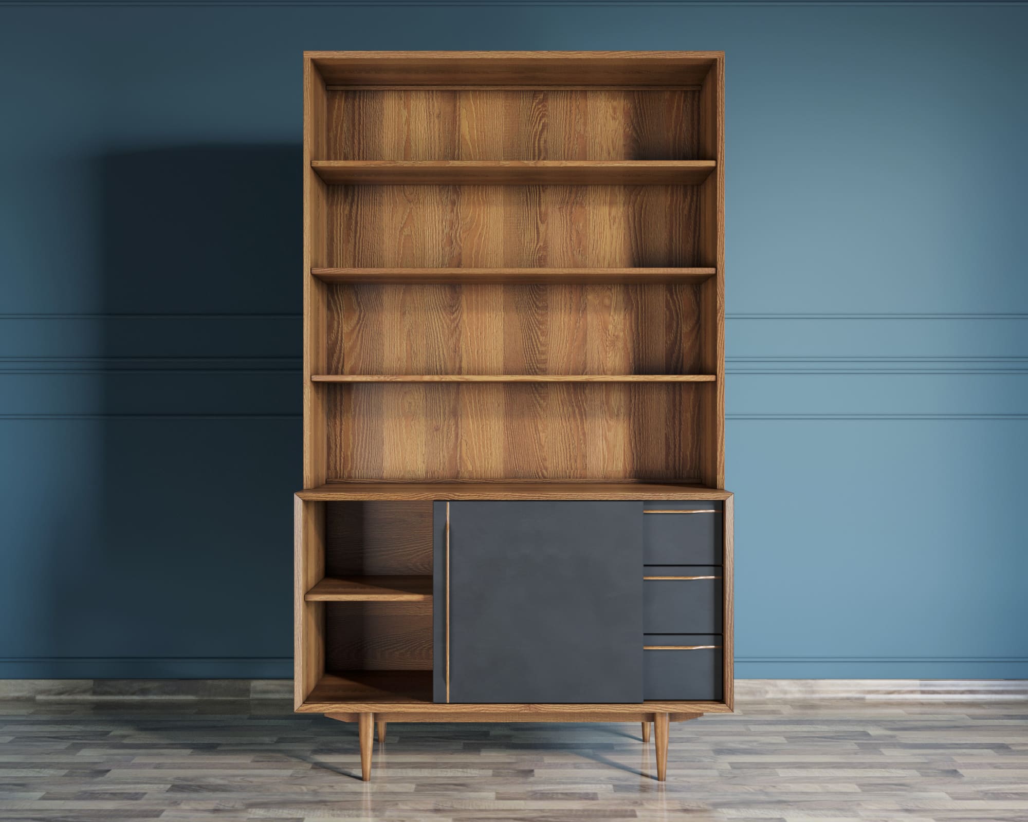 Стеллаж с 3 ящиками и дверками «Bruni" 1