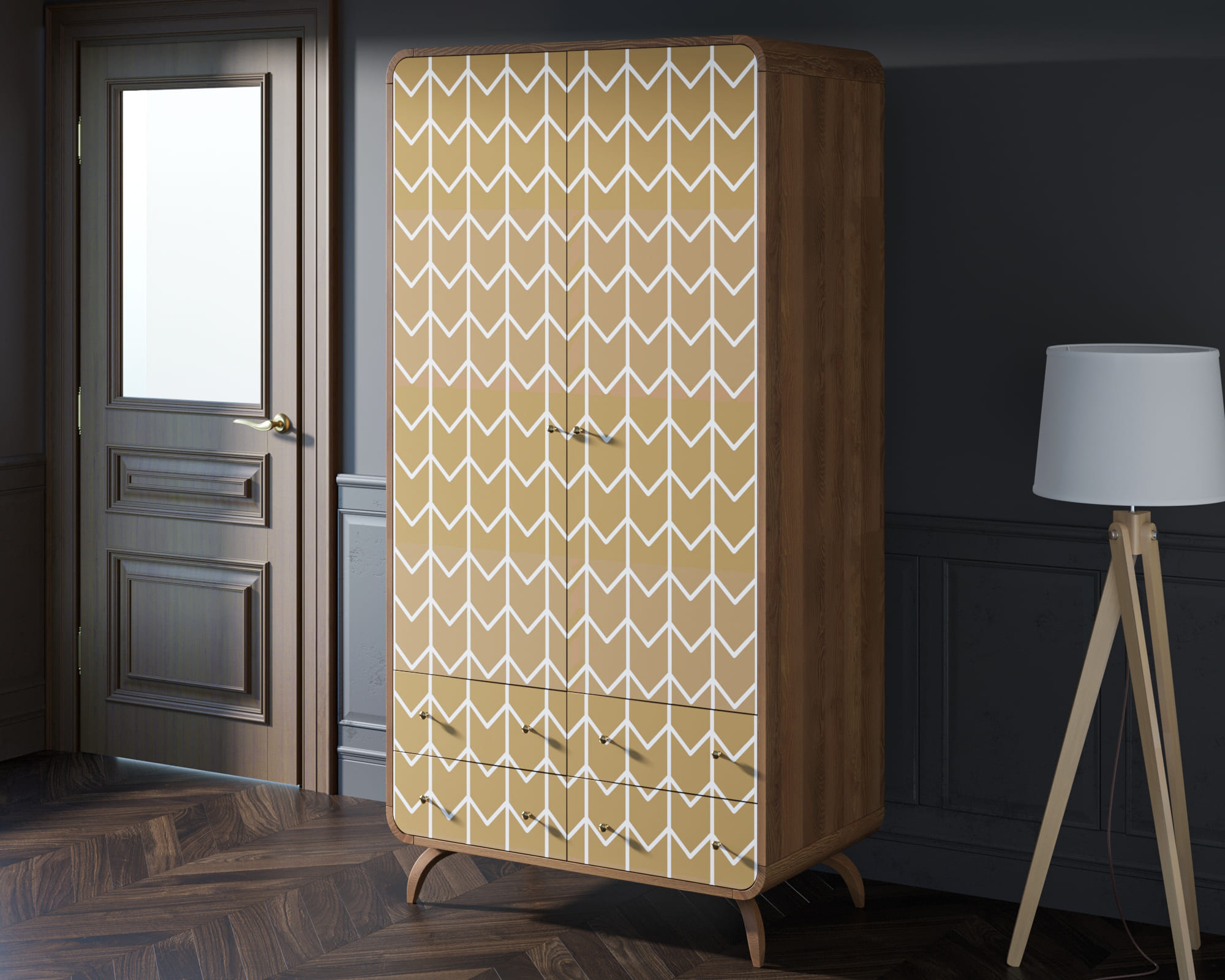 Шкаф в скандинавском стиле "Ellipse Print" с ящиками принт 1