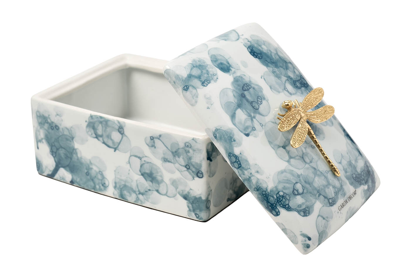 55RD6078L Шкатулка голубая со стрекозой 19*14*13см