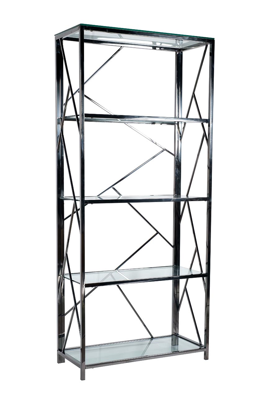 GY-SH8711BL Стеллаж стекло прозр/темн.хром 