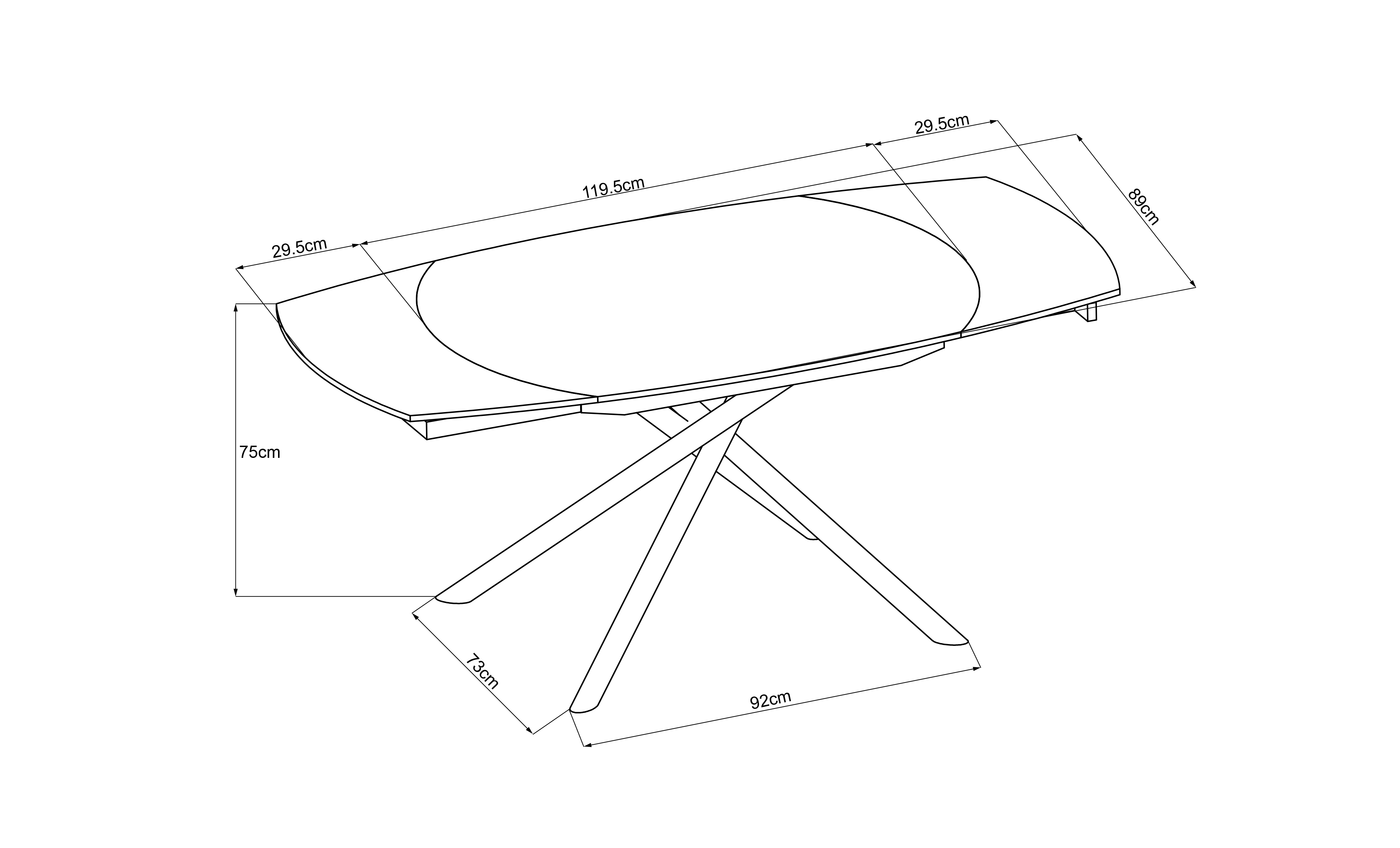 83MC-1957DT BL Стол обеденный раскл.керам.чёрный 