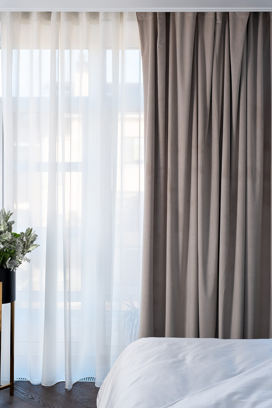 Портьера широкая с подкладом сшивная св.бежевая Riviera-21 