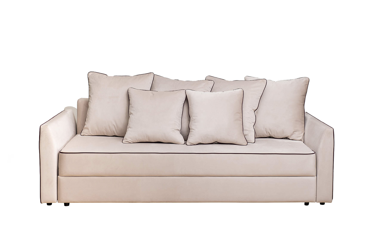 Диван Mores(K)кант трехместный раскладной, велюр бежевый Colton 002-BEG