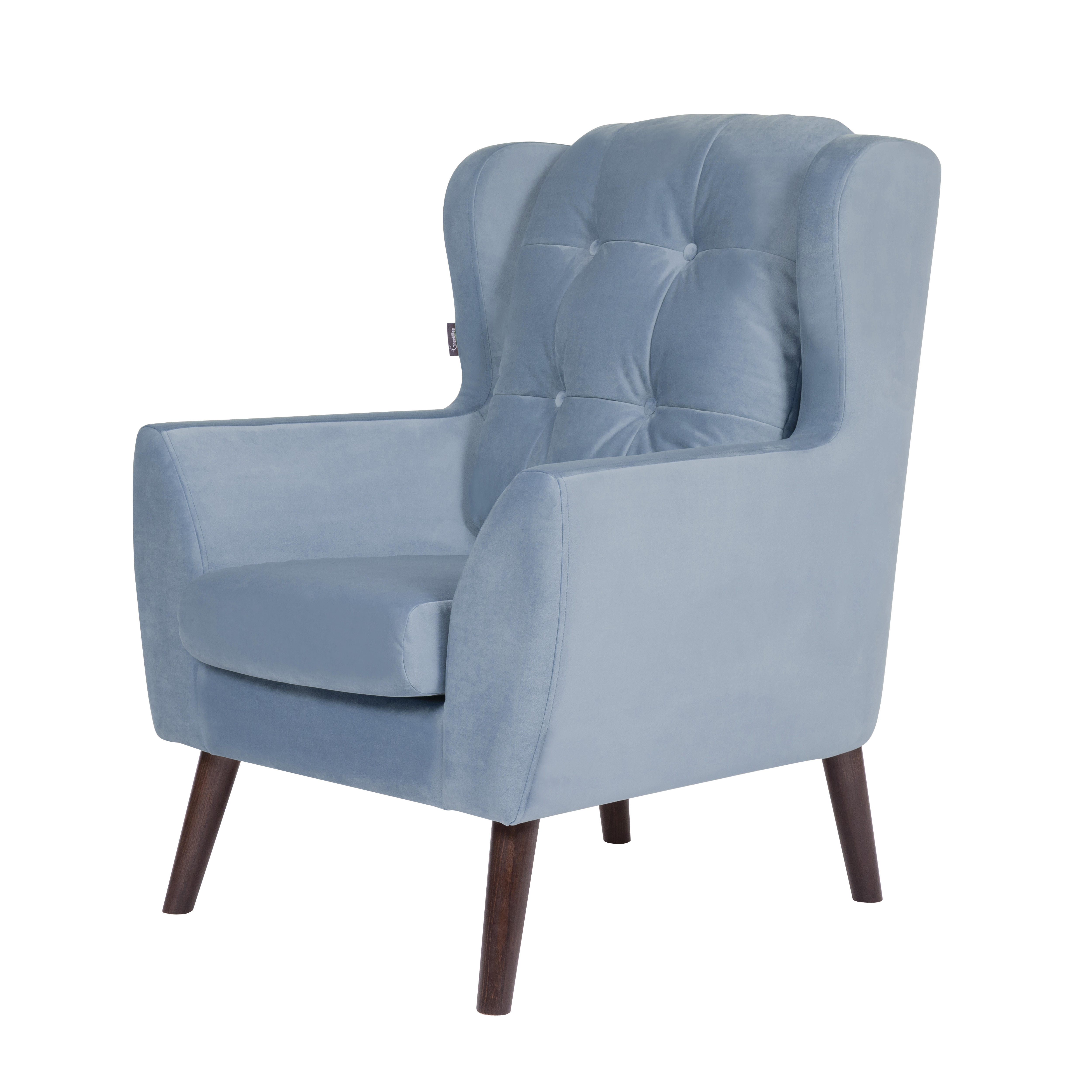 кресло Гермес фреш 11 голубой каркас Орех