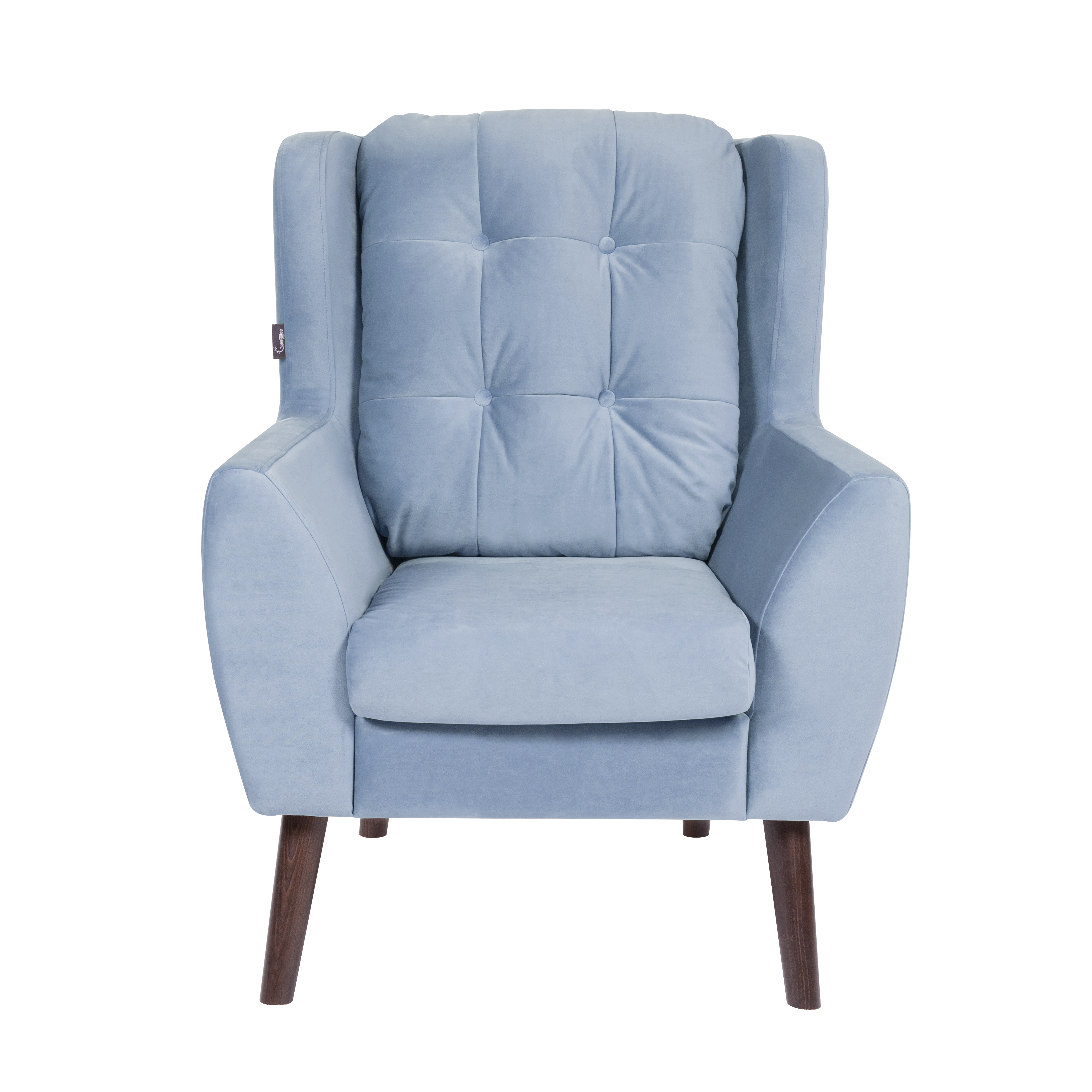 кресло Гермес  фреш 11 голубой каркас  Орех