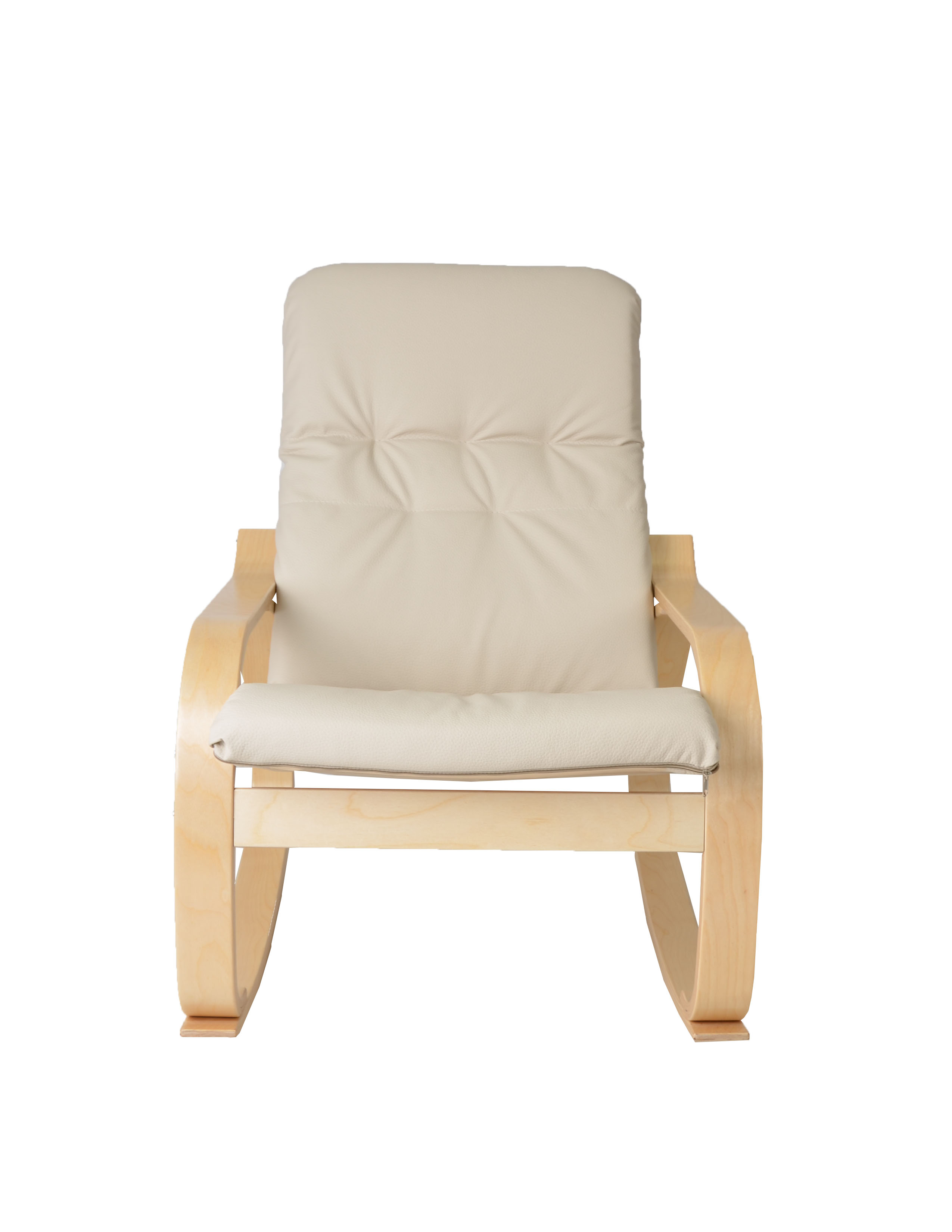 кресло-качалка Сайма Экокожа бежевый каркас Берёза