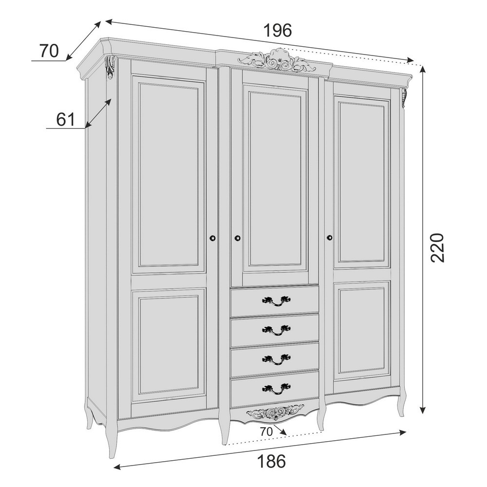 Шкаф 3 двери 