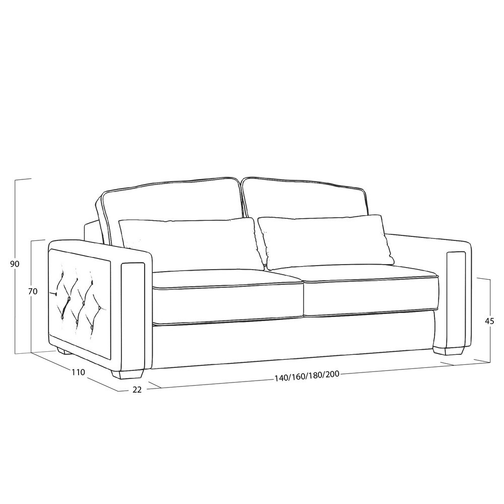 Диван Diamante (с механизмом) DDi-I-180-K03-Ka-B18