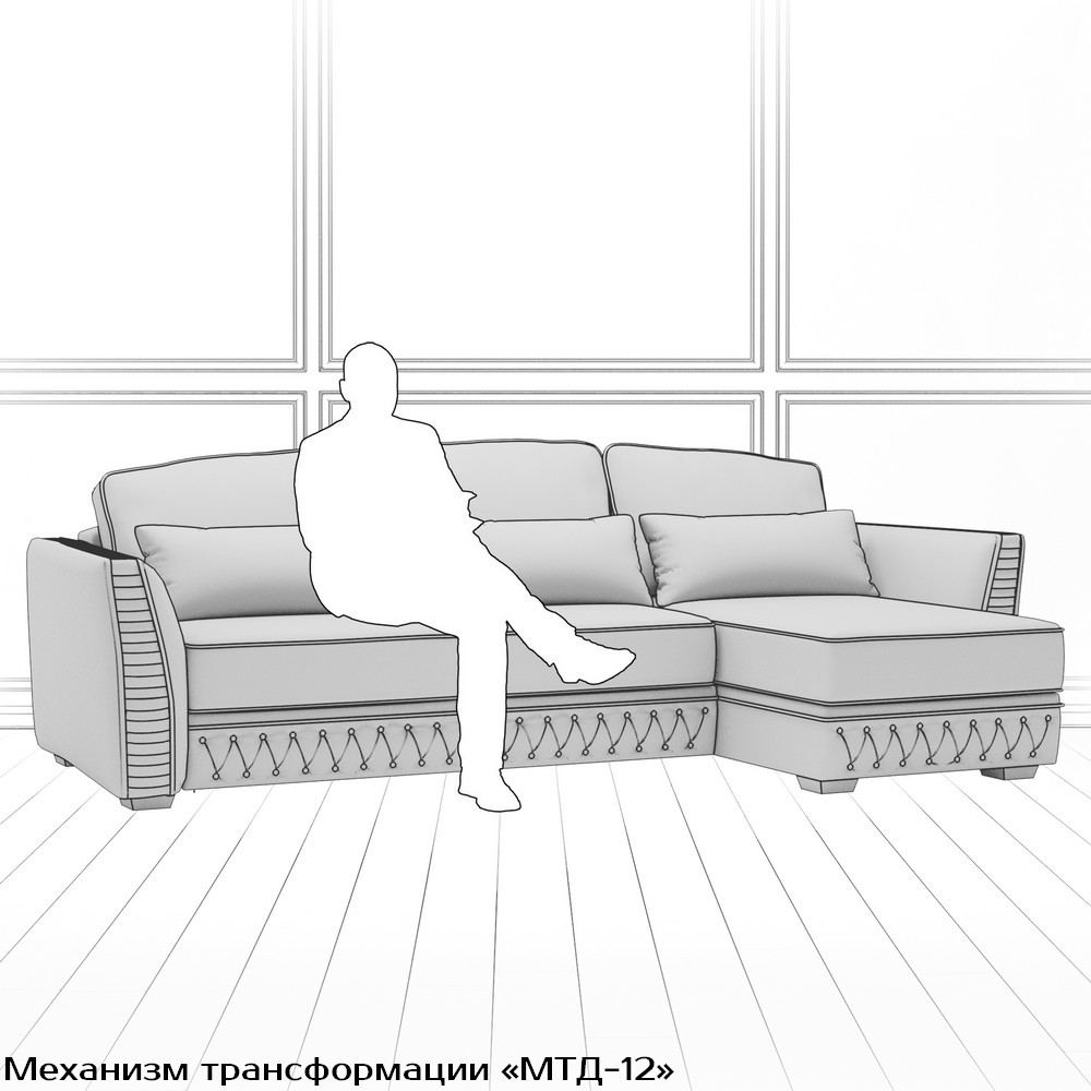 Диван Nobile (с механизмом) DNo-TR-180-K03-Ka-B18