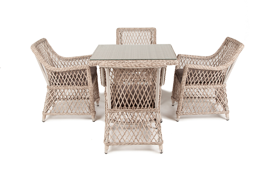 "Арлиш" обеденная группа плетеная на 4 персоны, цвет бежевый
