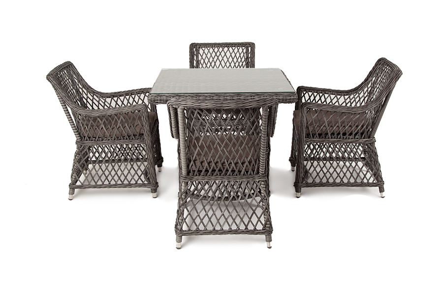 "Арлиш" обеденная группа плетеная на 4 персоны, цвет графит