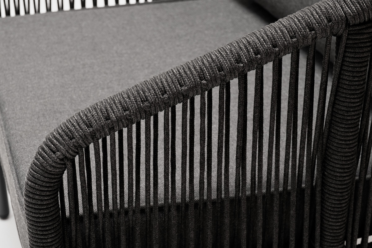 "Каннизо" модульная угловая лаунж-зона из роупа (веревки), цвет темно-серый