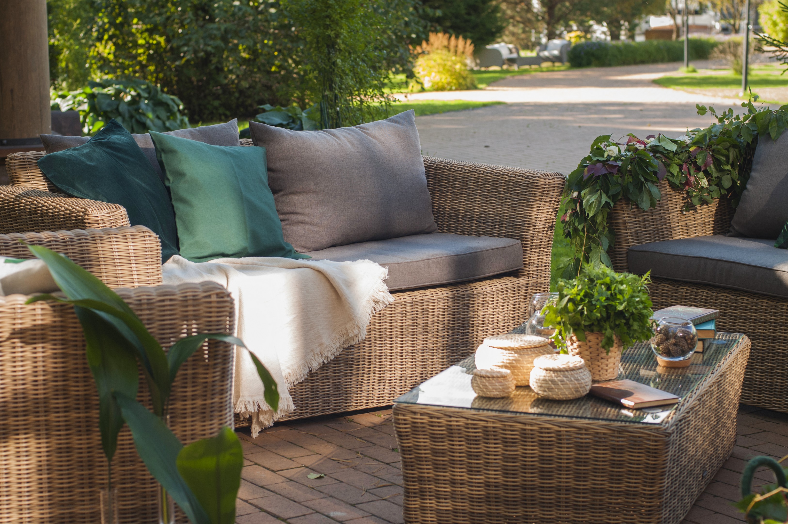 "Капуто Дабл" лаунж-зона из искусственного ротанга, цвет соломенный